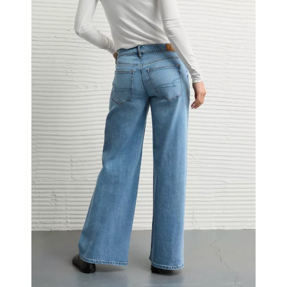 NEW American Eagle Dreamy Drape‎ Ultra Wide Leg Jeans Womens 14 Short Baggy Y2K - Picture 3 of 13